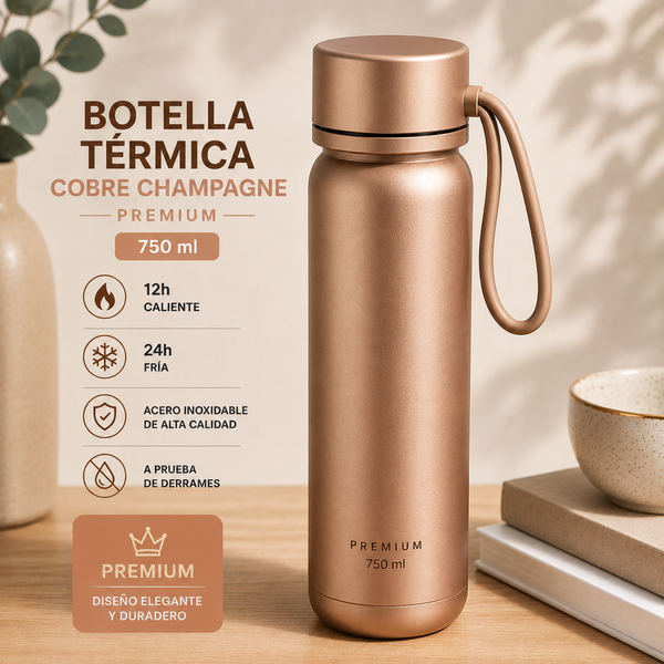 Botella Térmica Cobre Champagne Premium 750 ml