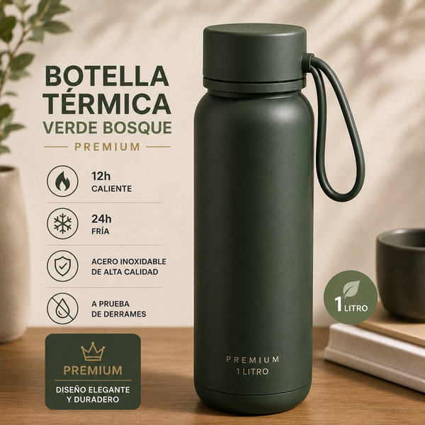 Botella Térmica Verde Bosque Premium 1 L